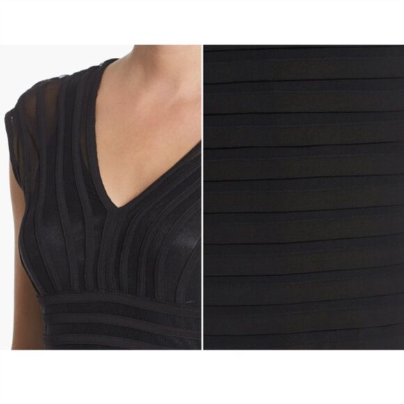 Adrianna Papell Shutter Pleat Jersey Sheath Above Knee Dress Black Size 6 EUC - Picture 9 of 13